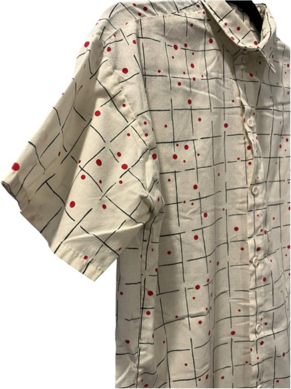 VTG 80s Favorites Abstract Grid Shirt Small Mid Century Memphis Geo Polka Dot - Picture 6 of 9